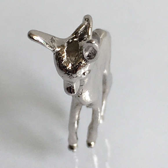 Adorable Sterling Silver Baby Deer Fawn Women’s / Girl’s Pendant Charm 1” Tall - Picture 4 of 5
